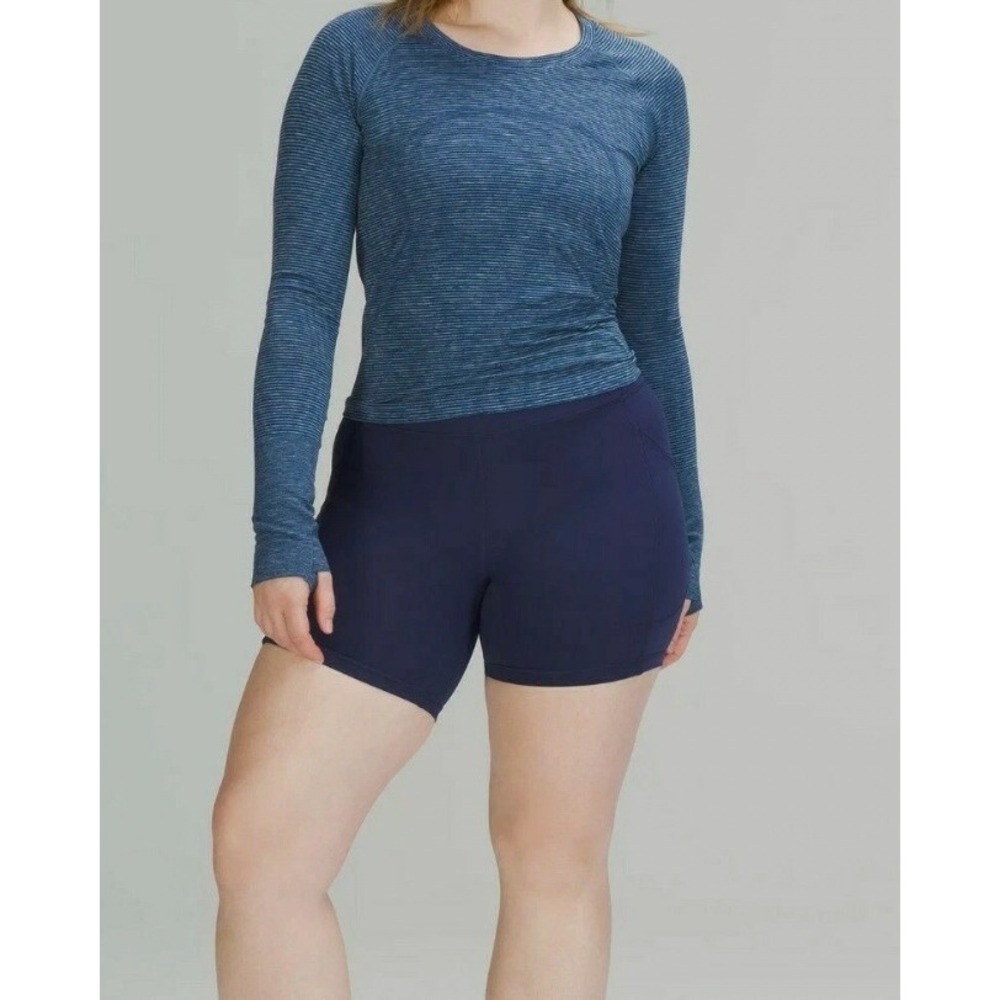 Lululemon Swiftly Tech Long Sleeve 2.0 Women's 12 Blue Tetra Stripe Larkspur